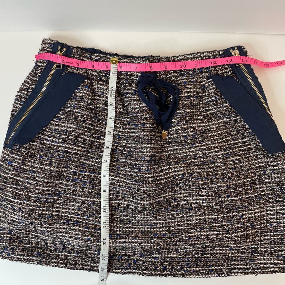 48.Color Block| Wool Tweed cotton blend|Size 38(EU)| Mini Skirt| Pockets - Picture 8 of 11